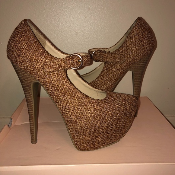 Beige Platform Heels - Picture 1 of 5